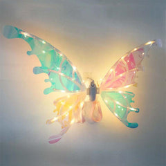 Girls Electrical Butterfly Wings With Music Lights Glowing Shiny Dress Up Moving Fairy Wings