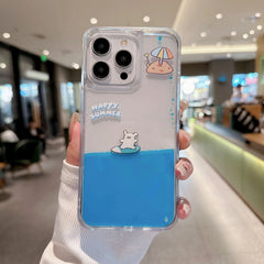 Liquid Cute puppy surfing Soft TPU phone Case For iPhone Dynamic Quicksand Cover