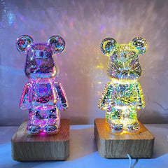 3D Glass Fireworks Little Bear Net Red Night Light