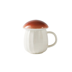 2022 New Style Creative Cartoon Mushroom Theme Water Bottle Mug Cup, Ceramic Material, Grey And Red Two Colors