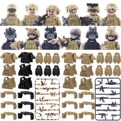 4.5cm heigh Ghost Special Forces Building Blocks Modern Camouflage Soldier Figures Vest Backpack Tactical Belt Weapon Guns Bricks Toys C374