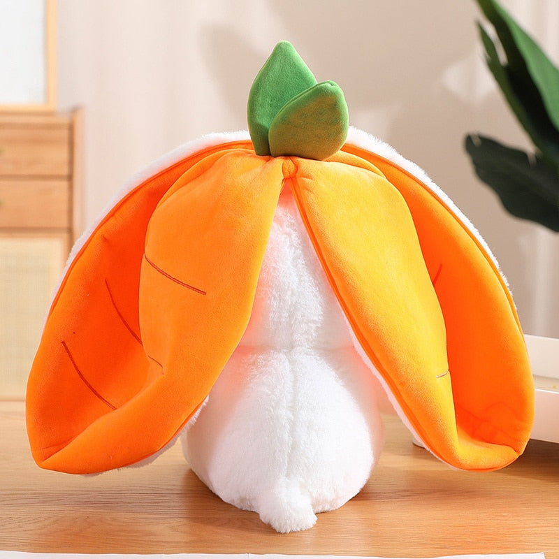 Creative Funny Doll Carrot Rabbit Plush Toy Stuffed Soft Bunny Hiding in Strawberry Bag Toys