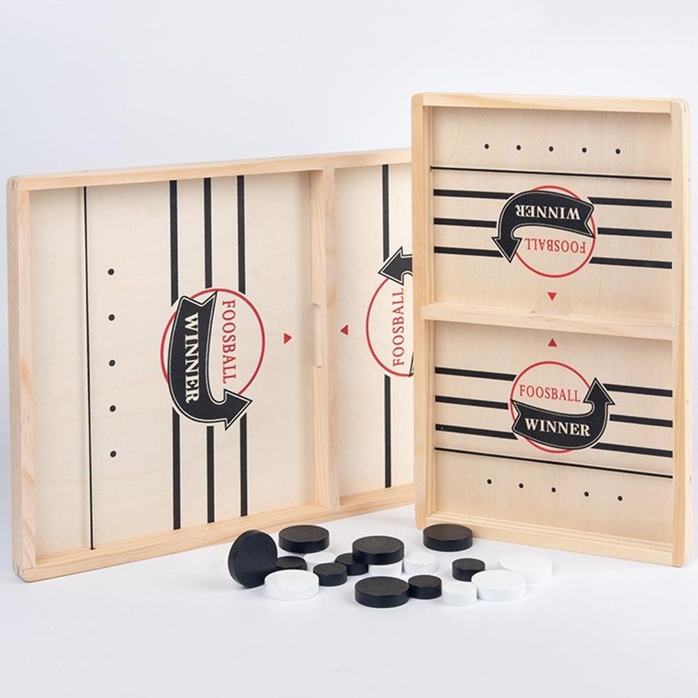 Fast Sling Puck Game Paced Wooden Table Hockey Winner Games Interactive Chess Toys