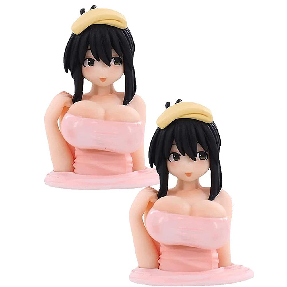 Cute Kanako Chest Shaking Girls Car Ornaments Cartoon Kawaii Anime Statue Car Dashboard Sexy Doll Figurine Car Decorations