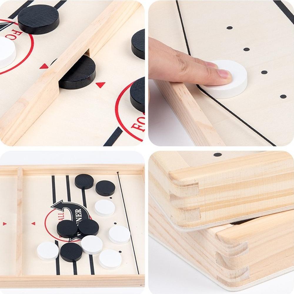 Fast Sling Puck Game Paced Wooden Table Hockey Winner Games Interactive Chess Toys