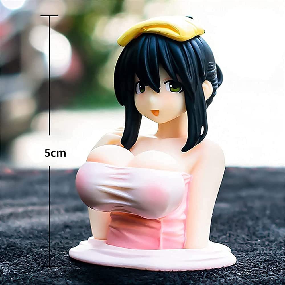 Cute Kanako Chest Shaking Girls Car Ornaments Cartoon Kawaii Anime Statue Car Dashboard Sexy Doll Figurine Car Decorations