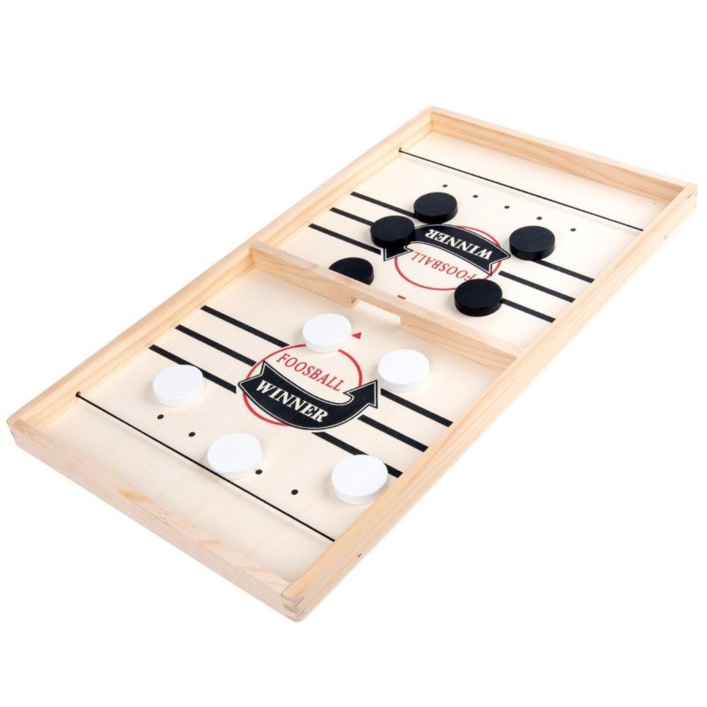 Fast Sling Puck Game Paced Wooden Table Hockey Winner Games Interactive Chess Toys