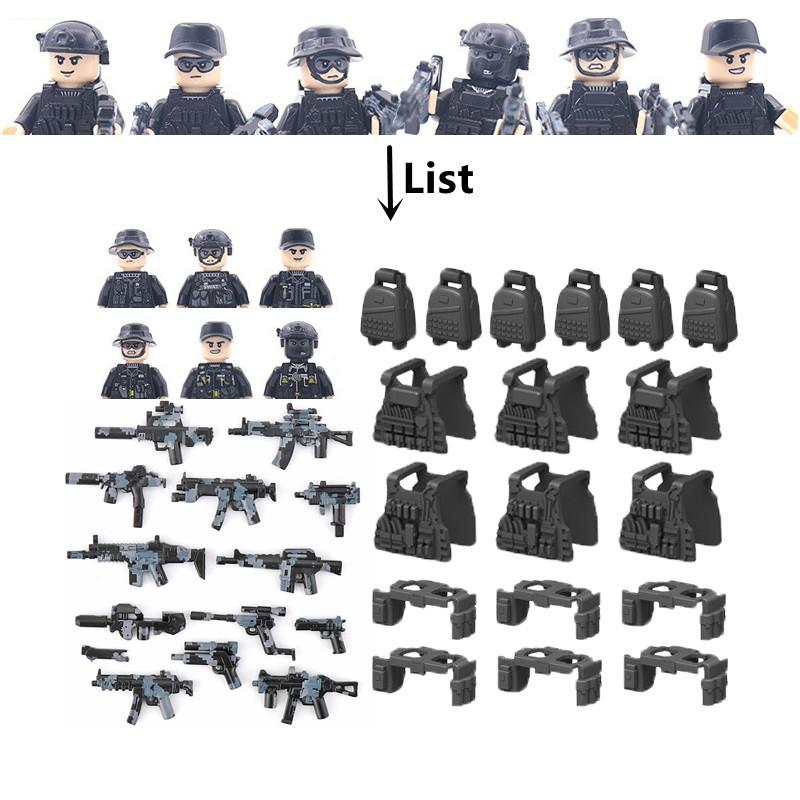 4.5cm heigh Ghost Special Forces Building Blocks Modern Camouflage Soldier Figures Vest Backpack Tactical Belt Weapon Guns Bricks Toys C374