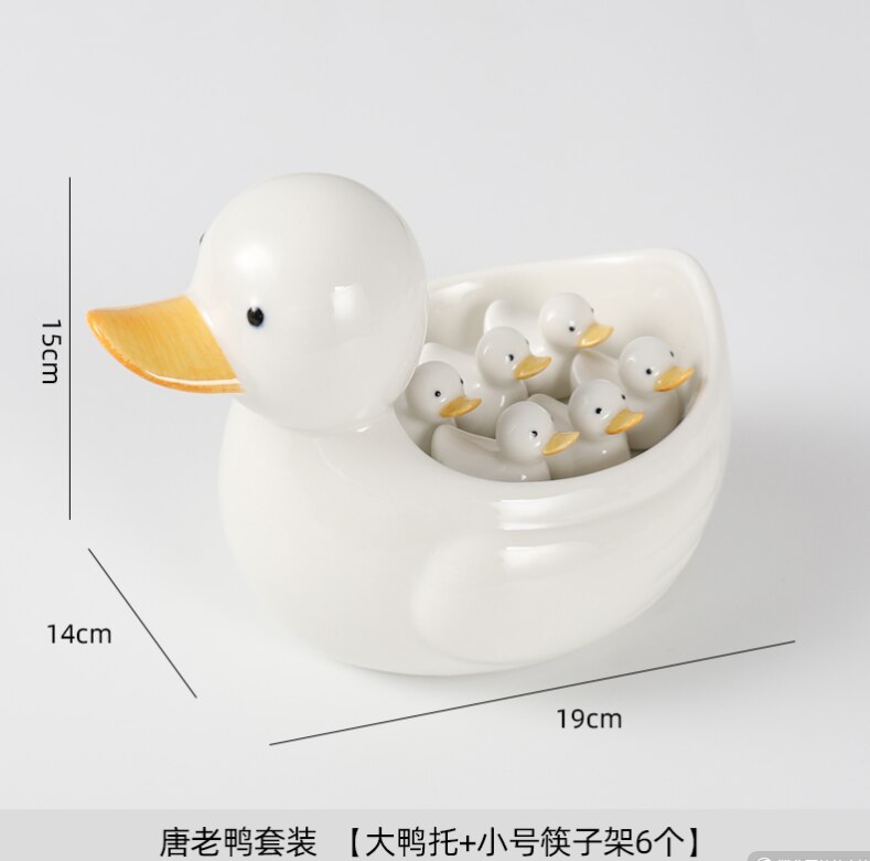 Creative Japanese Cute Duck Decoration Crafts Storage Ornaments Hand-painted Chopsticks Holder Home Hotel Ceramic Tableware