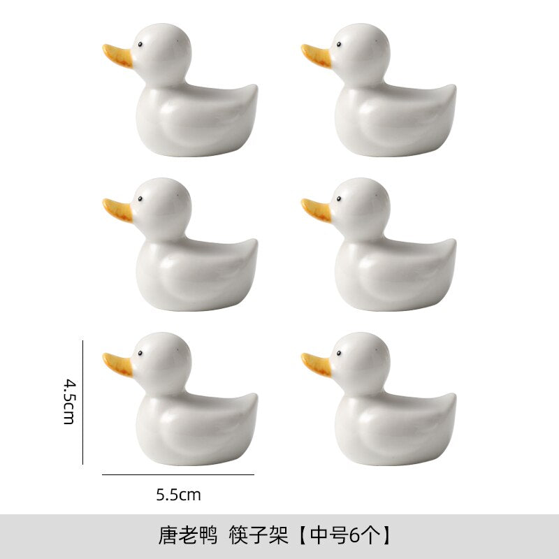 Creative Japanese Cute Duck Decoration Crafts Storage Ornaments Hand-painted Chopsticks Holder Home Hotel Ceramic Tableware