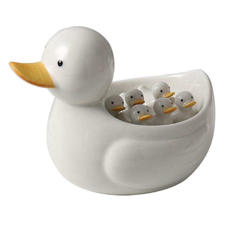 Creative Japanese Cute Duck Decoration Crafts Storage Ornaments Hand-painted Chopsticks Holder Home Hotel Ceramic Tableware