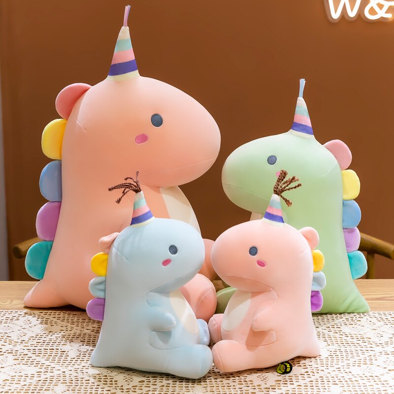 Cute Cartoon Candy Dinosaur Plush Toys Stuffed Adorable Jurassic Dino Dolls Birthday Christmas Gifts Kids Girls Room Decoration