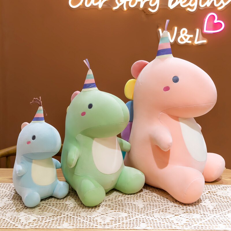 Cute Cartoon Candy Dinosaur Plush Toys Stuffed Adorable Jurassic Dino Dolls Birthday Christmas Gifts Kids Girls Room Decoration