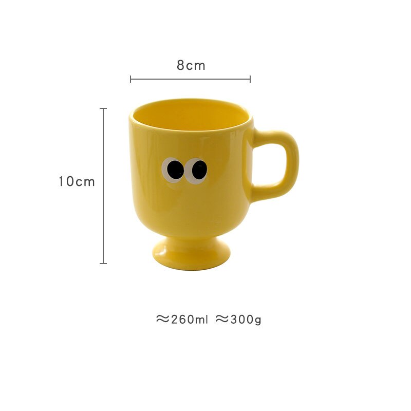 Cute Funny Big Eyes Ceramic Coffee Mug Lovely Yellow Red Green Blue Porcelain Cups Breakfast Tea Milk Mugs Gift For Friends Kids