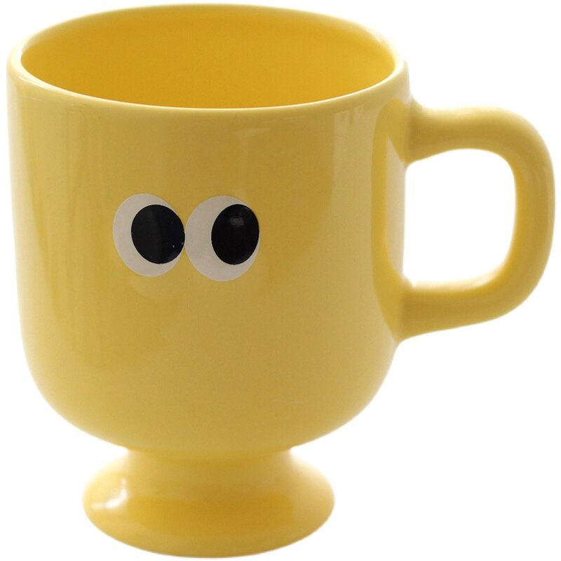 Cute Funny Big Eyes Ceramic Coffee Mug Lovely Yellow Red Green Blue Porcelain Cups Breakfast Tea Milk Mugs Gift For Friends Kids