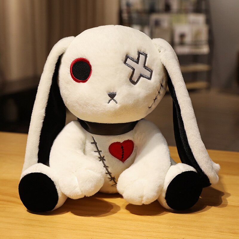 Dark Series Plush Rabbbit Toy Easter Bunny Doll Stuffed Gothic Rock Style Bag Halloween Plush Toy Home Halloween Christmas Gifts