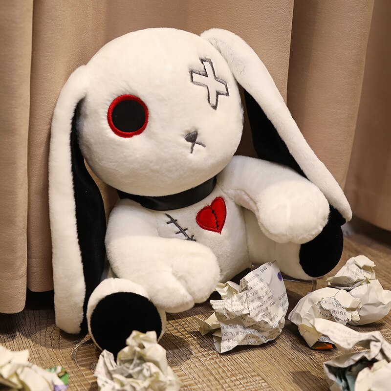 Dark Series Plush Rabbbit Toy Easter Bunny Doll Stuffed Gothic Rock Style Bag Halloween Plush Toy Home Halloween Christmas Gifts