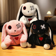 Dark Series Plush Rabbbit Toy Easter Bunny Doll Stuffed Gothic Rock Style Bag Halloween Plush Toy Home Halloween Christmas Gifts