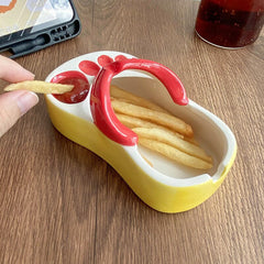 Lovely Flip Flops Ketchup Soy Sauce Dipper Portable Ceramic Salad Saucer Dipping Bowl Cute Mini Snacks Plate Seasoning Container