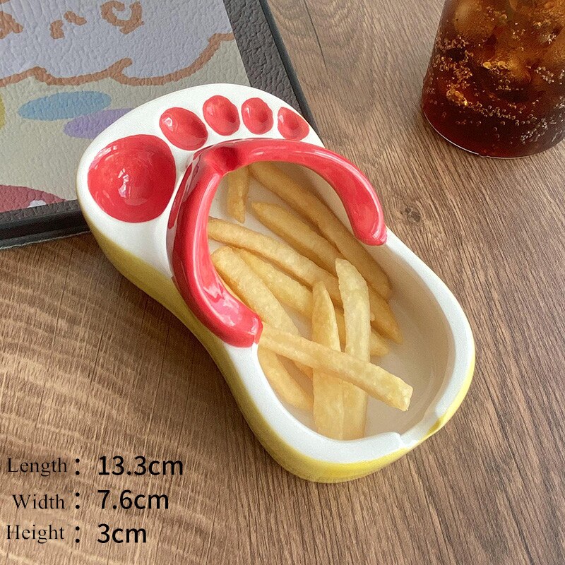 Lovely Flip Flops Ketchup Soy Sauce Dipper Portable Ceramic Salad Saucer Dipping Bowl Cute Mini Snacks Plate Seasoning Container