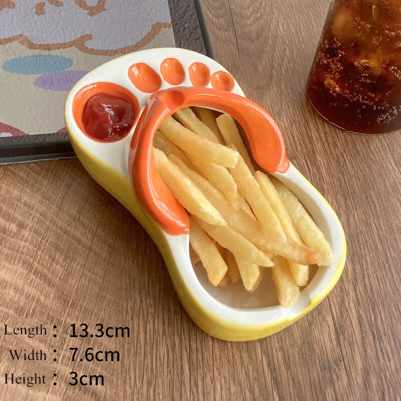 Lovely Flip Flops Ketchup Soy Sauce Dipper Portable Ceramic Salad Saucer Dipping Bowl Cute Mini Snacks Plate Seasoning Container