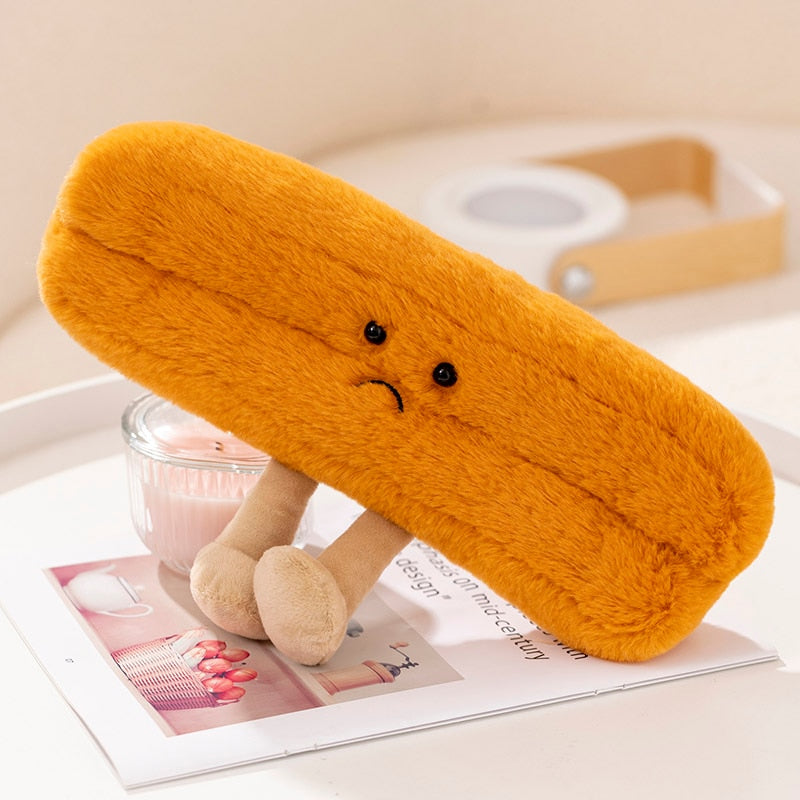 Soft Cartoon Figure Pretzel Crossant Toast Bread Doll Plush Food Toy Stuffed Baguette Poach Egg Decor Doll For Girl Kid Birthday