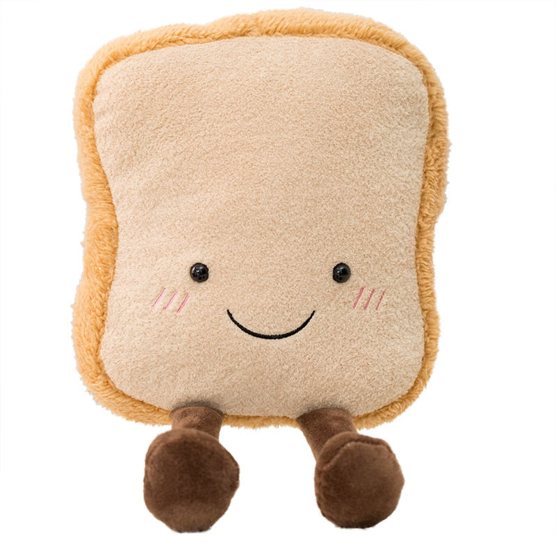 Soft Cartoon Figure Pretzel Crossant Toast Bread Doll Plush Food Toy Stuffed Baguette Poach Egg Decor Doll For Girl Kid Birthday