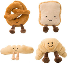 Soft Cartoon Figure Pretzel Crossant Toast Bread Doll Plush Food Toy Stuffed Baguette Poach Egg Decor Doll For Girl Kid Birthday