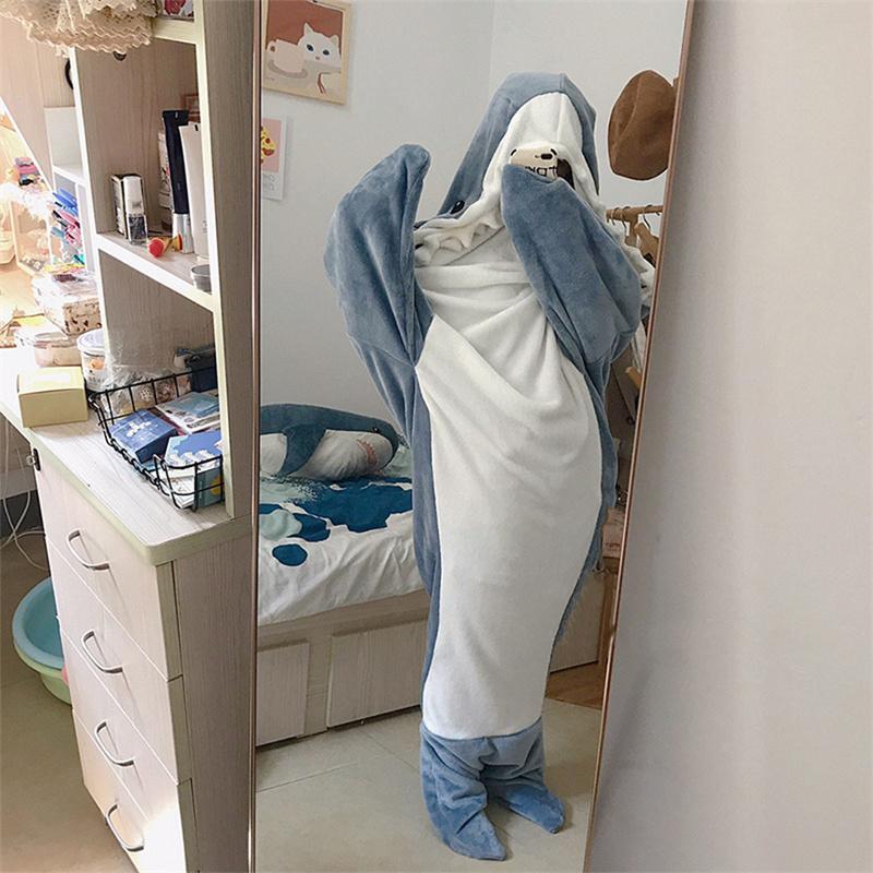 Cartoon Shark Sleeping Bag Pajamas Office Nap Shark Blanket