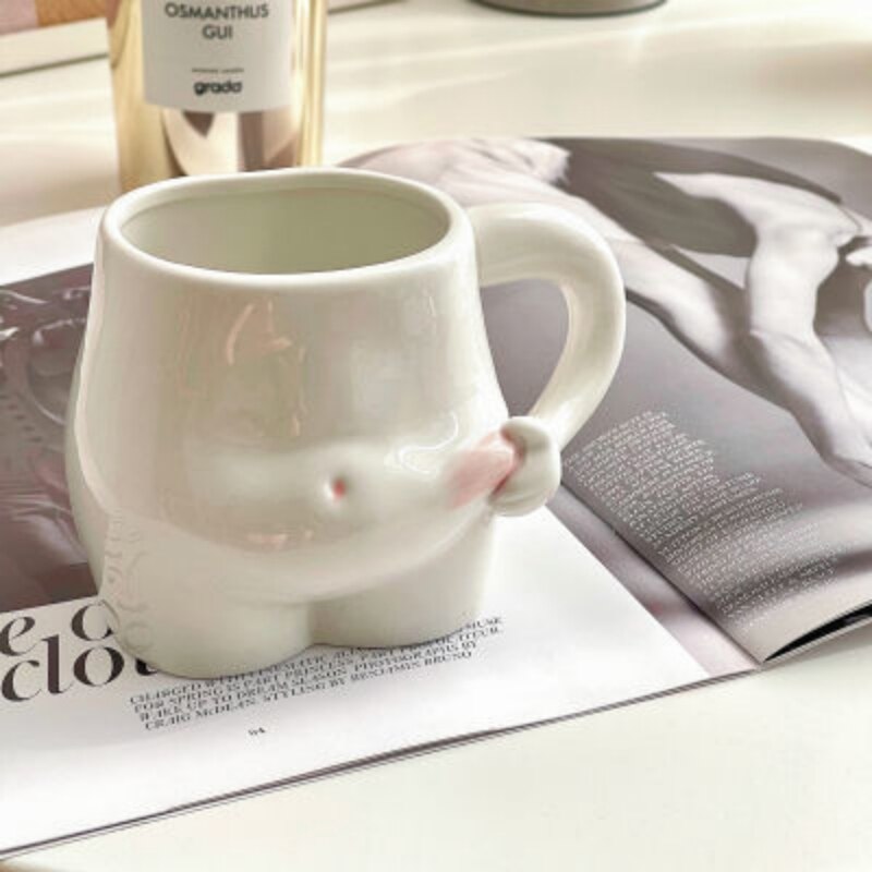 Creative Ceramic Belly Pinch Cup Cute Hand Poke Belly Cup Milk Cup Coffee Cup Self-discipline Fitness Essential Gift