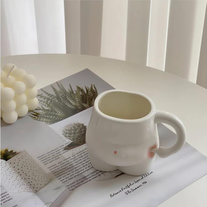 Creative Ceramic Belly Pinch Cup Cute Hand Poke Belly Cup Milk Cup Coffee Cup Self-discipline Fitness Essential Gift