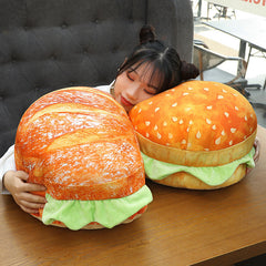 3D Plush Burger Pillow Creative Cushion Car Seat Cushion Soft Filled Backrest Toy Birthday Funny Simulated Snack Bread Shape