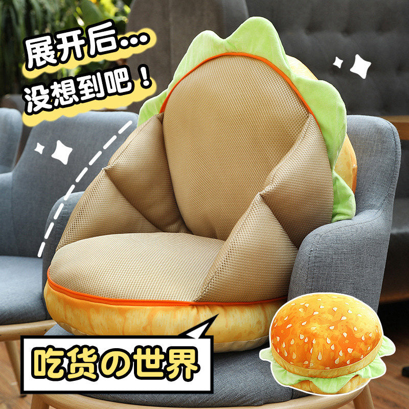 3D Plush Burger Pillow Creative Cushion Car Seat Cushion Soft Filled Backrest Toy Birthday Funny Simulated Snack Bread Shape