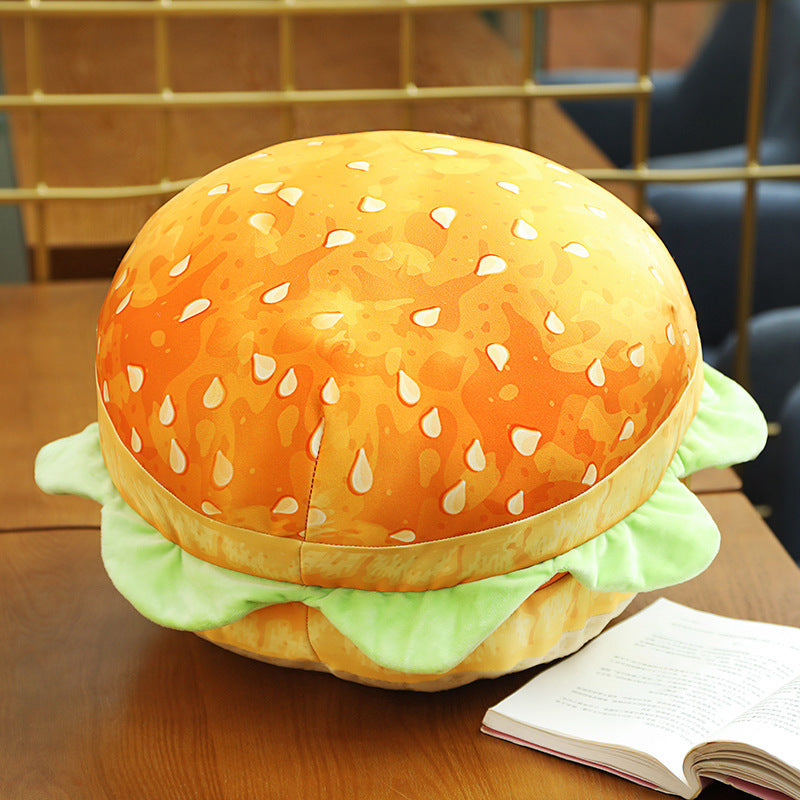 3D Plush Burger Pillow Creative Cushion Car Seat Cushion Soft Filled Backrest Toy Birthday Funny Simulated Snack Bread Shape