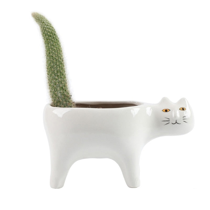 Cartoon Cat Flowerpot Succulent Planter with Drainage Ceramic Plant Flower Pot Garden Cactus Plants Potted Vase Home Decoration