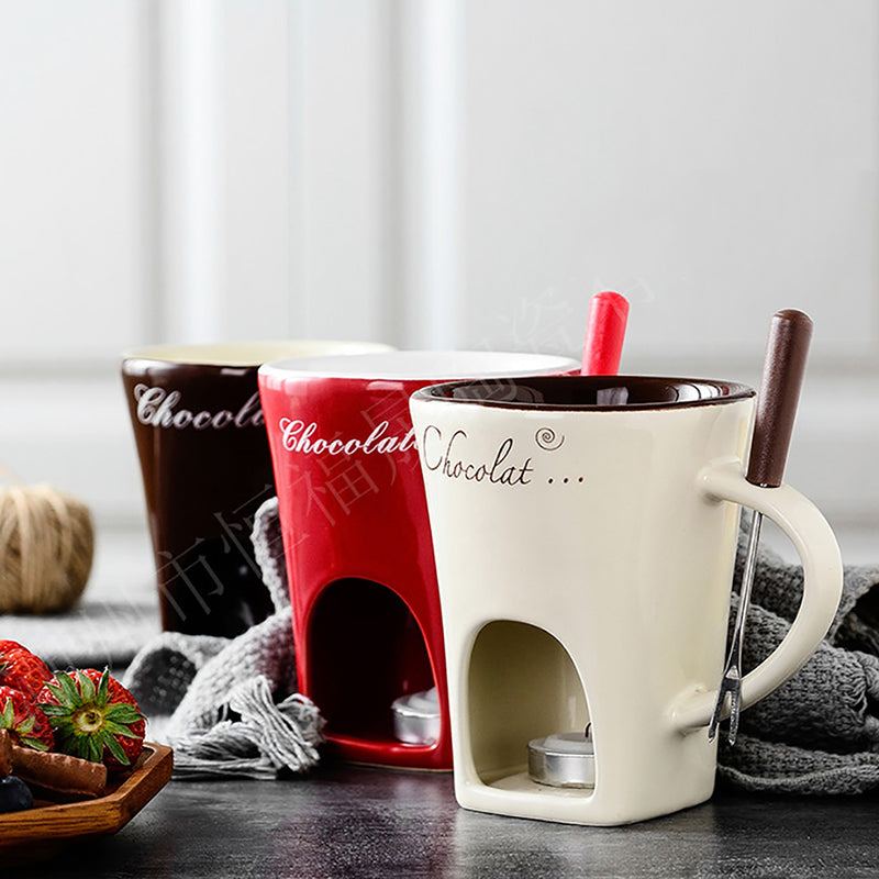 Ceramic Chocolate Fondue Mug Set