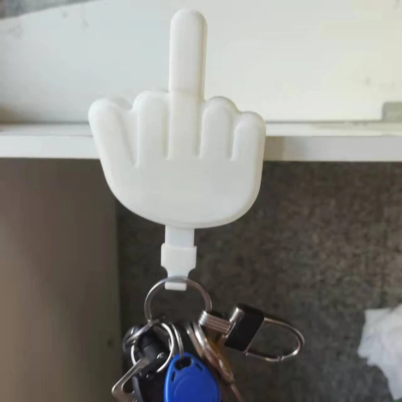 Creative Middle Finger Hook Key Holder Ghost Key Hanger Room Decoration Pendant Punch-Free Sticky Hook Self Adhesive Hooks