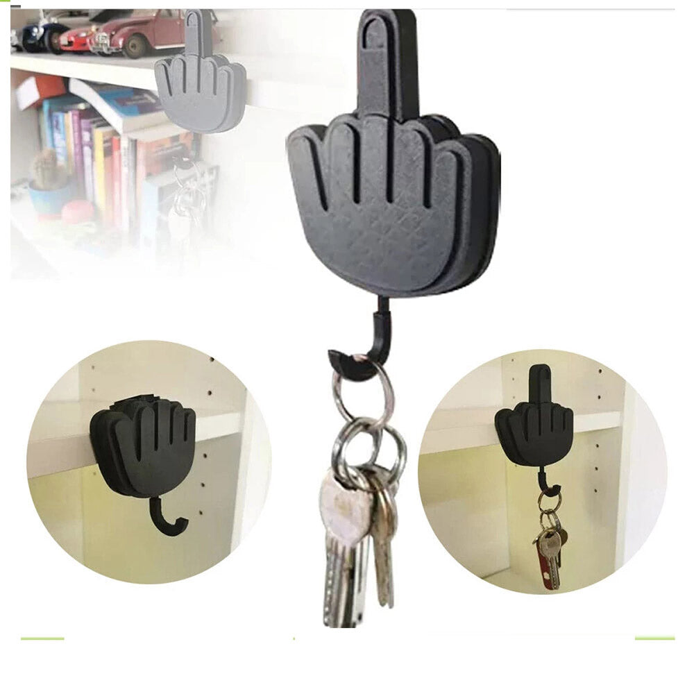 Creative Middle Finger Hook Key Holder Ghost Key Hanger Room Decoration Pendant Punch-Free Sticky Hook Self Adhesive Hooks