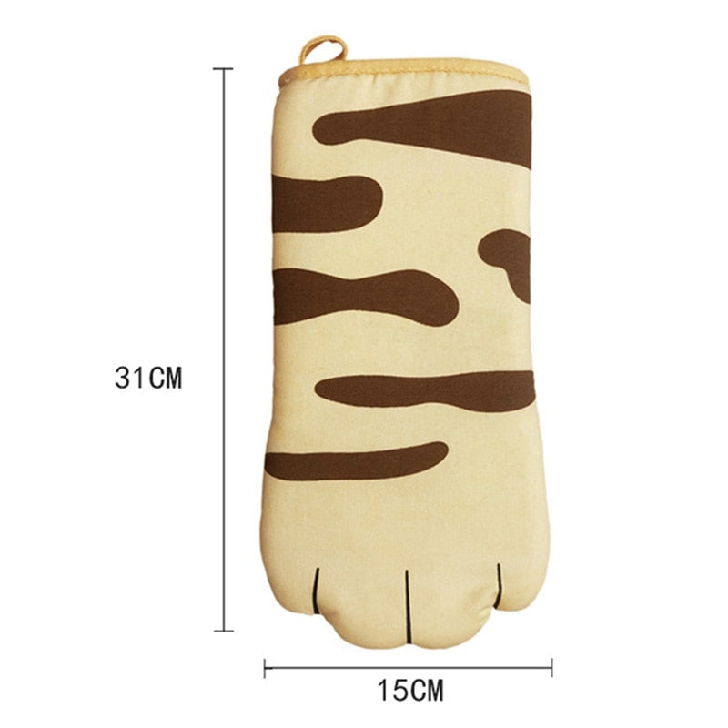 Cute Cat Paws Oven Mitts Cat Claw Baking Oven Gloves Anti-scald Microwave Heat Resistant Insulation Non-slip Cat Paw Gloves