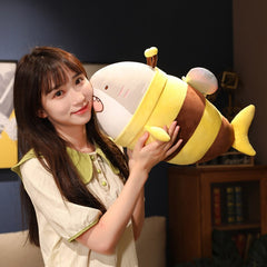 Super Cute Funny Shark &amp; Bee Plush Toy Stuffed Soft Shark Doll Throw Pillow Interesting Cushion Birthday Xmas Gift for Friends